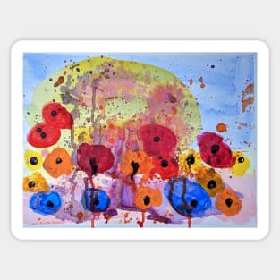 A Colorful Painting of Summer Flowers Sticker